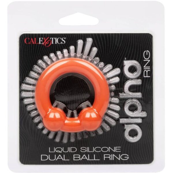 CalExotics Alpha Dual Ball — Cock Ring, Silicone, Orange — Classic Cock Rings — view 4