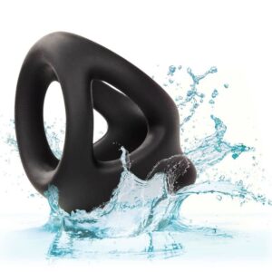 CalExotics Alpha Dual Cage — Cock Ring, Silicone, Black — Classic Cock Rings — view 4