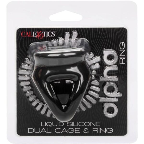 CalExotics Alpha Dual Cage — Cock Ring, Silicone, Black — Classic Cock Rings — view 10