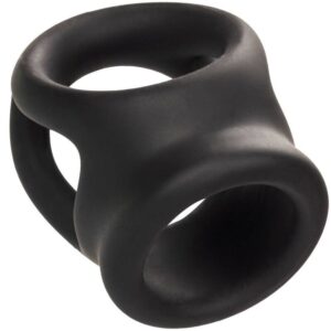 CalExotics Alpha Dual Cage — Cock Ring, Silicone, Black — Classic Cock Rings — view 3