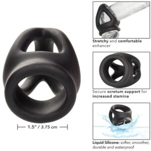 CalExotics Alpha Dual Cage — Cock Ring, Silicone, Black — Classic Cock Rings — view 2