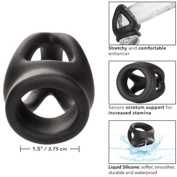 CalExotics Alpha Dual Cage — Cock Ring, Silicone, Black — Classic Cock Rings — view 2