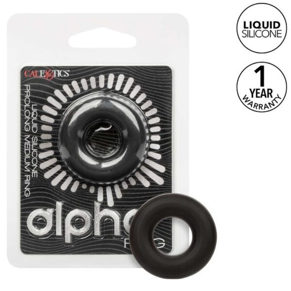 CalExotics Alpha Prolong — Cock Ring, Silicone, Medium, Black — Classic Cock Rings — view 7