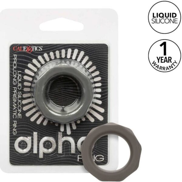 CalExotics Alpha Prolong Prismatic — Cock Ring, Silicone, Grey — Classic Cock Rings — view 8