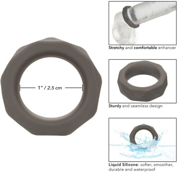CalExotics Alpha Prolong Prismatic — Cock Ring, Silicone, Grey — Classic Cock Rings — view 3