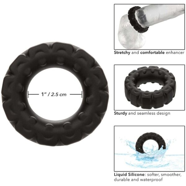 CalExotics Alpha Prolong Tread — Cock Ring, Silicone, Black — Classic Cock Rings — view 2