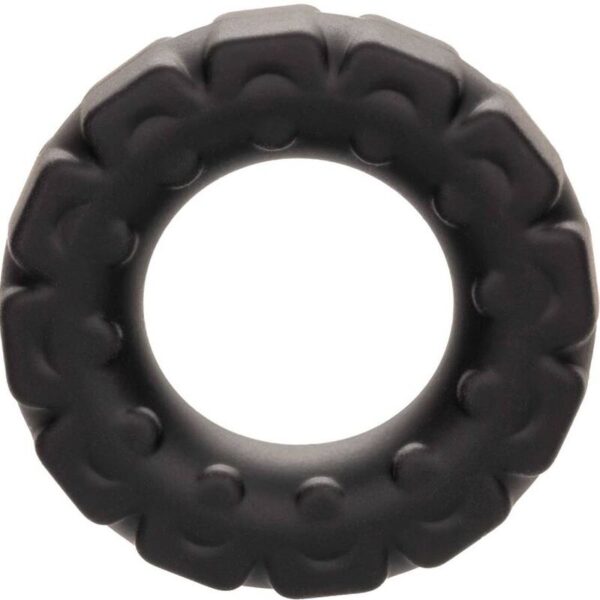 CalExotics Alpha Prolong Tread — Cock Ring, Silicone, Black — Classic Cock Rings — view 7