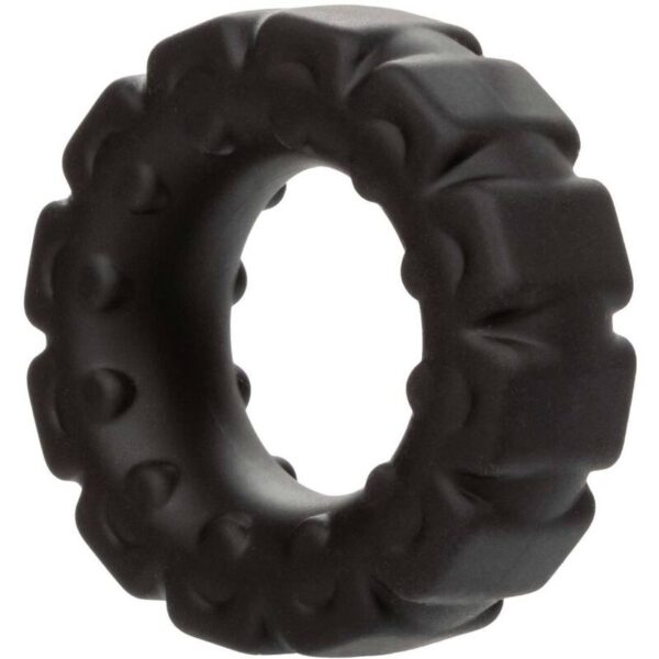 CalExotics Alpha Prolong Tread — Cock Ring, Silicone, Black — Classic Cock Rings — view 6