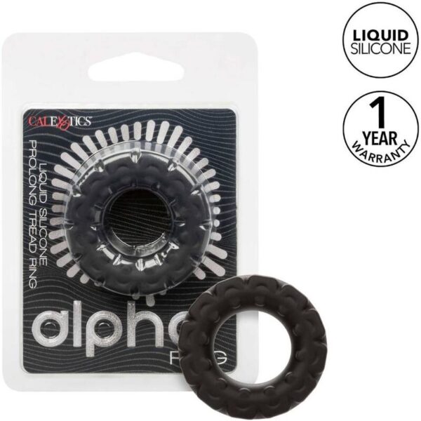 CalExotics Alpha Prolong Tread — Cock Ring, Silicone, Black — Classic Cock Rings — view 8