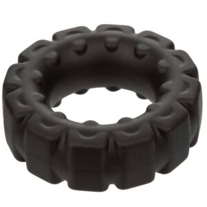 CalExotics Alpha Prolong Tread — Cock Ring, Silicone, Black — Classic Cock Rings — view 4