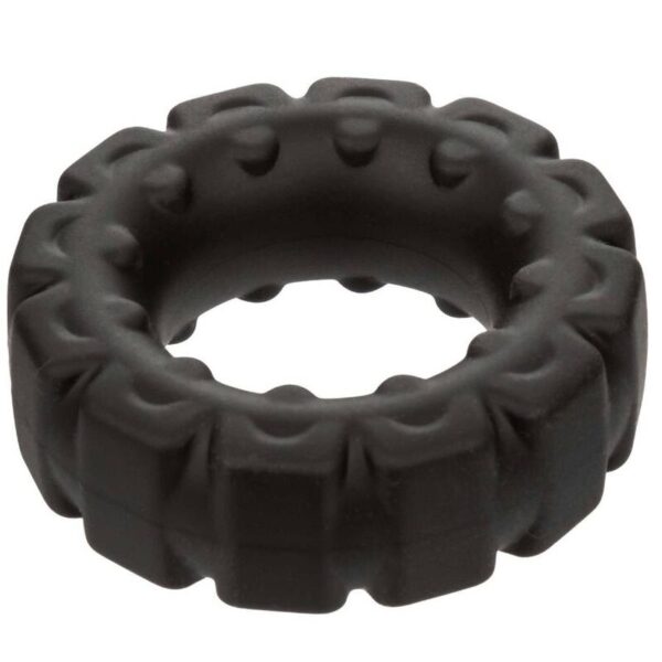 CalExotics Alpha Prolong Tread — Cock Ring, Silicone, Black — Classic Cock Rings — view 4