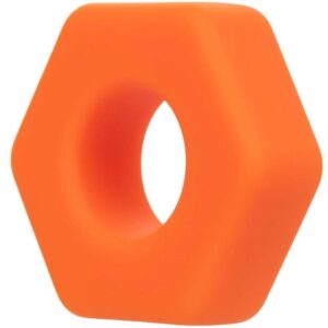 CalExotics Alpha Prolong Sexagon — Cock Ring, Silicone, Orange — Classic Cock Rings — view 3
