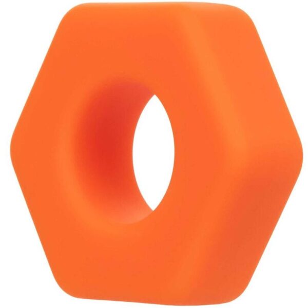 CalExotics Alpha Prolong Sexagon — Cock Ring, Silicone, Orange — Classic Cock Rings — view 3