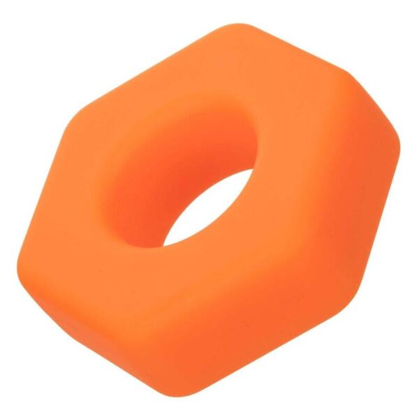 CalExotics Alpha Prolong Sexagon — Cock Ring, Silicone, Orange — Classic Cock Rings — view 2