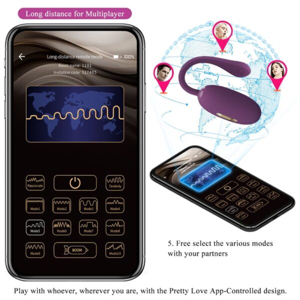 Pretty Love Doreen — Vibrating Egg, App-Controlled, Purple — App-Controlled Sex Toys — view 14