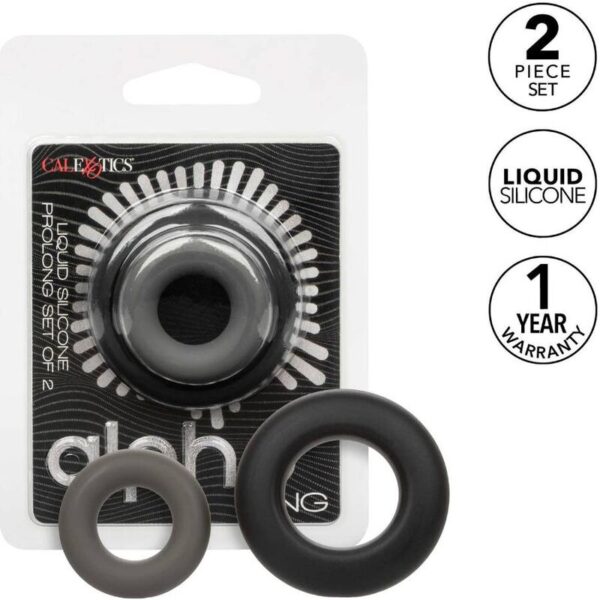 CalExotics Alpha Prolong — Cock Ring Set, Silicone, Grey — Classic Cock Rings — view 9