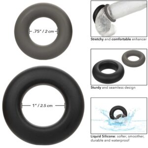 CalExotics Alpha Prolong — Cock Ring Set, Silicone, Grey — Classic Cock Rings — view 2
