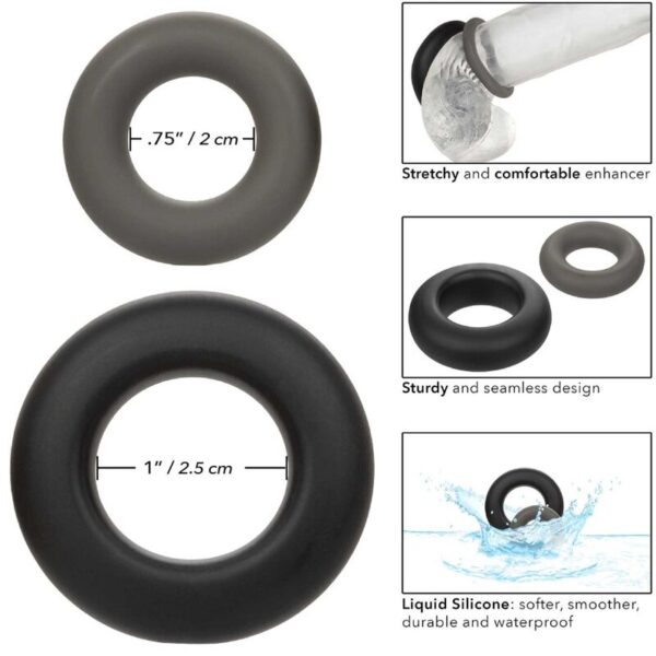 CalExotics Alpha Prolong — Cock Ring Set, Silicone, Grey — Classic Cock Rings — view 2