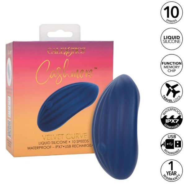 CalExotics Cashmere Velvet Curve — Vibrator, Rechargeable, Blue — Clitoral Stimulators — view 2