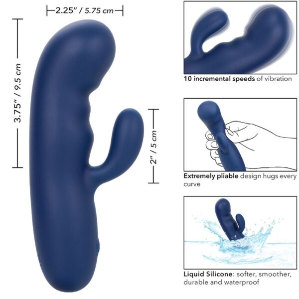 CalExotics Cashmere Silk Duo — G-Spot Vibrator, Waterproof, Blue — Clitoral Toys — view 9