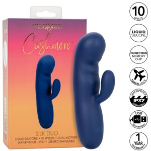 CalExotics Cashmere Silk Duo — G-Spot Vibrator, Waterproof, Blue — Clitoral Toys — view 2