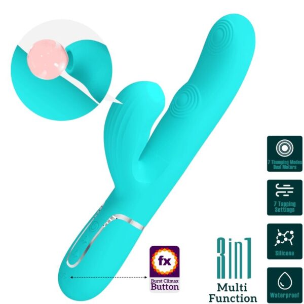 Pretty Love Perlita — Rabbit Vibrator, Rechargeable, Aqua Green — G-Spot Vibrators — view 6