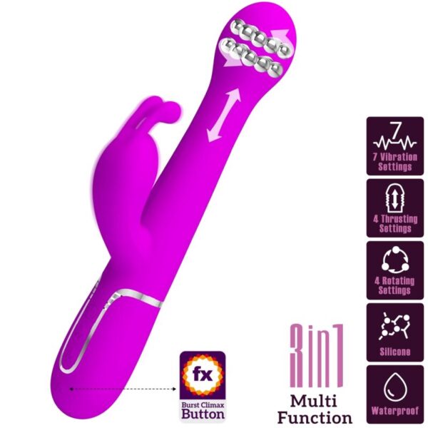 Pretty Love Dejon — Thrusting Vibrator, Rechargeable, Violet — Rabbit Vibrators — view 3