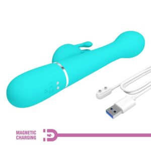 Pretty Love Dejon — Thrusting Vibrator, Rechargeable, Aqua Green — Rabbit Vibrators — view 3
