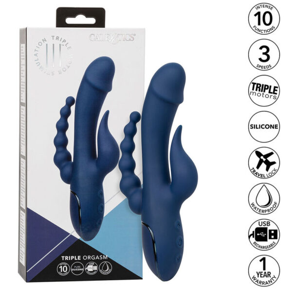 CalExotics III Triple Orgasm — Rabbit Vibrator, Blue — Rabbit Vibrators — view 11