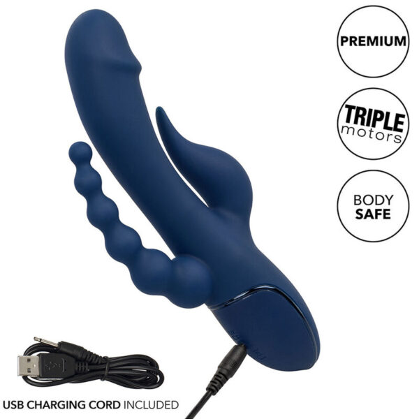 CalExotics III Triple Orgasm — Rabbit Vibrator, Blue — Rabbit Vibrators — view 8