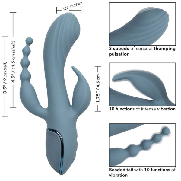 CalExotics III Triple Ecstasy — Rabbit Vibrator, Grey — Rabbit Vibrators — view 5