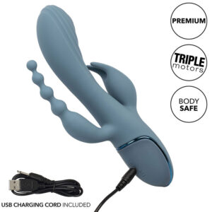 CalExotics III Triple Ecstasy — Rabbit Vibrator, Grey — Rabbit Vibrators — view 4