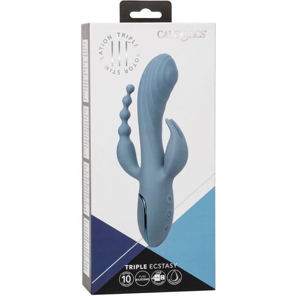 CalExotics III Triple Ecstasy — Rabbit Vibrator, Grey — Rabbit Vibrators — view 2