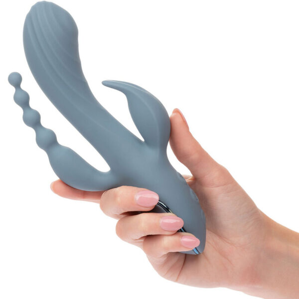 CalExotics III Triple Ecstasy — Rabbit Vibrator, Grey — Rabbit Vibrators