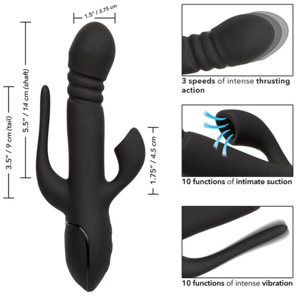 CalExotics III Triple Euphoria — Rabbit Vibrator, Black — Clitoral Suction Vibrators — view 8