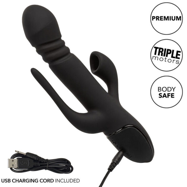 CalExotics III Triple Euphoria — Rabbit Vibrator, Black — Clitoral Suction Vibrators — view 6