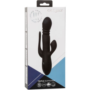 CalExotics III Triple Euphoria — Rabbit Vibrator, Black — Clitoral Suction Vibrators — view 3