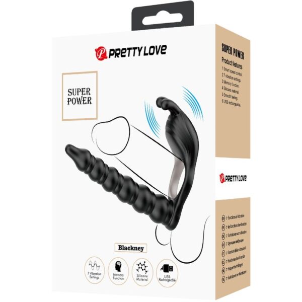 Pretty Love Blackney — Vibrating Cock Ring, Butt Plug, Black — Cock Rings — view 7