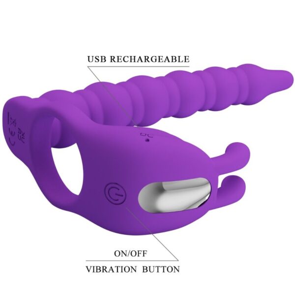 Pretty Love Blackney — Vibrating Cock Ring, Butt Plug, Lilac — Cock Rings — view 5