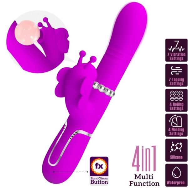 Pretty Love Butterfly — Rabbit Vibrator, Rechargeable, Fuchsia — Rabbit Vibrators — view 6