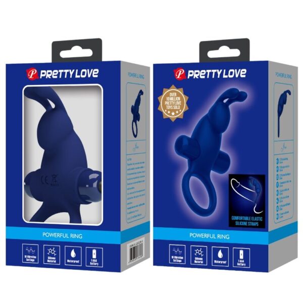 Pretty Love Jiro — Vibrating Cock Ring, Blue — Cock Rings — view 6