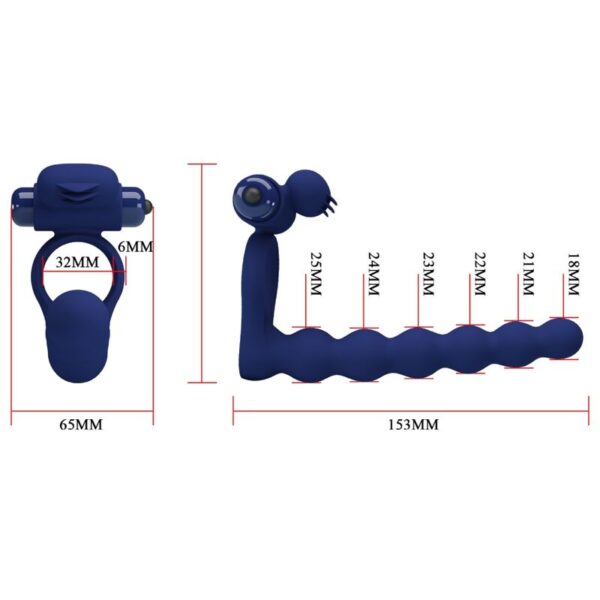 Pretty Love Ajmal — Vibrating Cock Ring, Butt Plug, Blue — Cock Rings — view 8