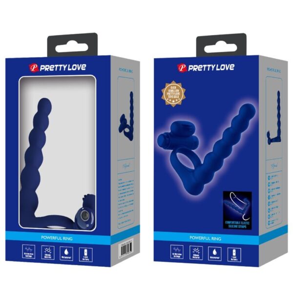 Pretty Love Ajmal — Vibrating Cock Ring, Butt Plug, Blue — Cock Rings — view 6