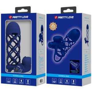 Pretty Love Giann — Vibrating Penis Sleeve, Blue — Cock Rings — view 3