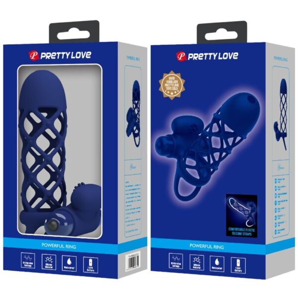 Pretty Love Giann — Vibrating Penis Sleeve, Blue — Cock Rings — view 3