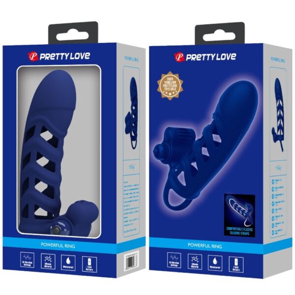 Pretty Love Altaf — Vibrating Penis Sleeve, Blue — Cock Rings — view 7