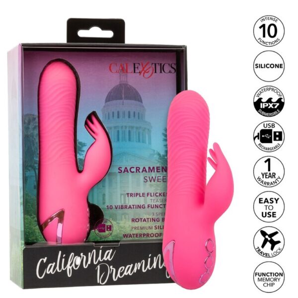 CalExotics Sacramento Sweetie — Rabbit Vibrator, Waterproof, Pink — Rabbit Vibrators — view 9