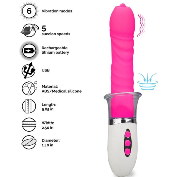 Armony Liberty — Thrusting Vibrator, Rechargeable, Fuchsia — Thrusting Pulsators