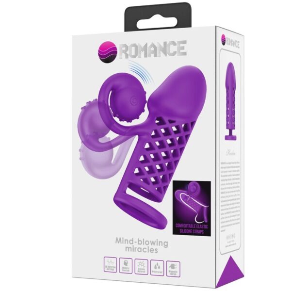 Romance Harden — Vibrating Penis Sleeve, Rechargeable, Purple — Couples — view 9