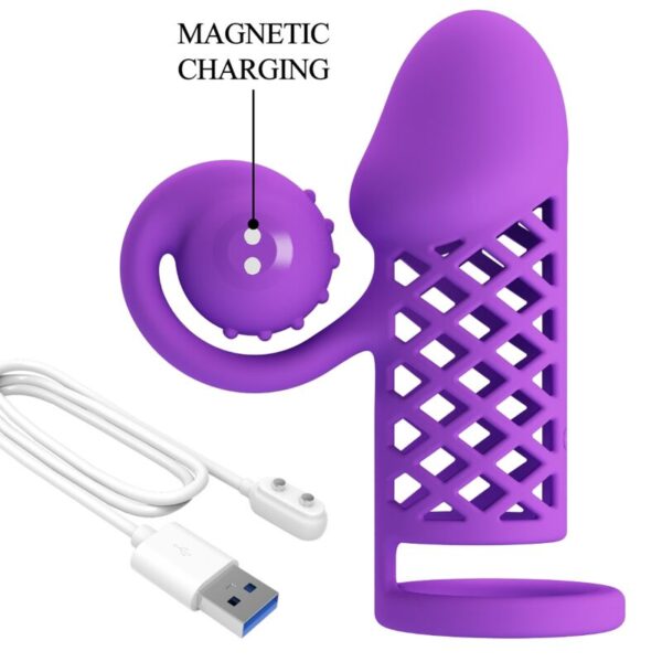 Romance Harden — Vibrating Penis Sleeve, Rechargeable, Purple — Couples — view 8